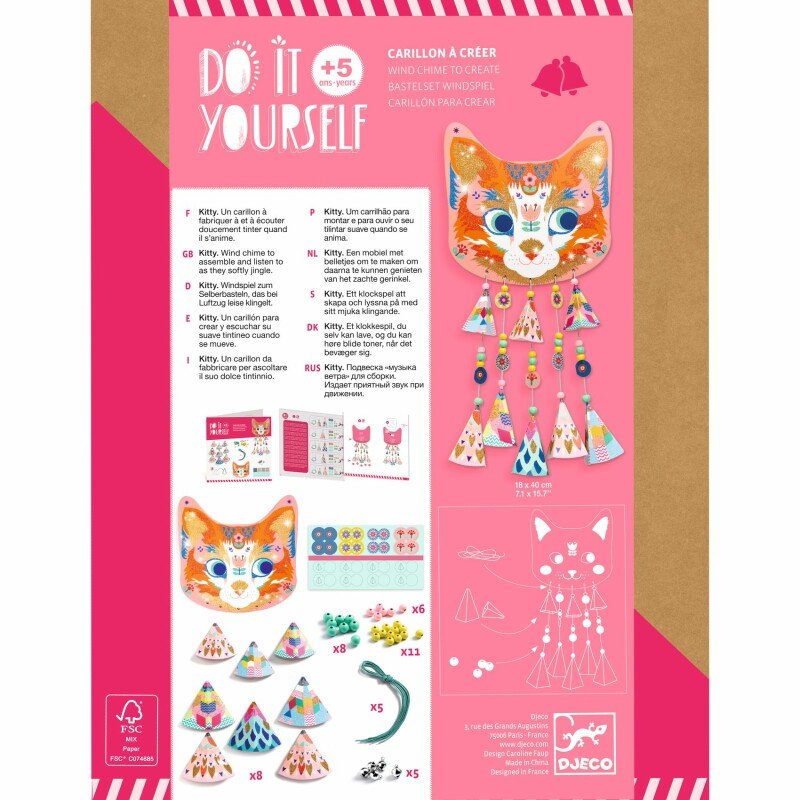 Dari pats vēja zvans bērniem – Kaķēns | Djeco radošais komplekts (5+)
