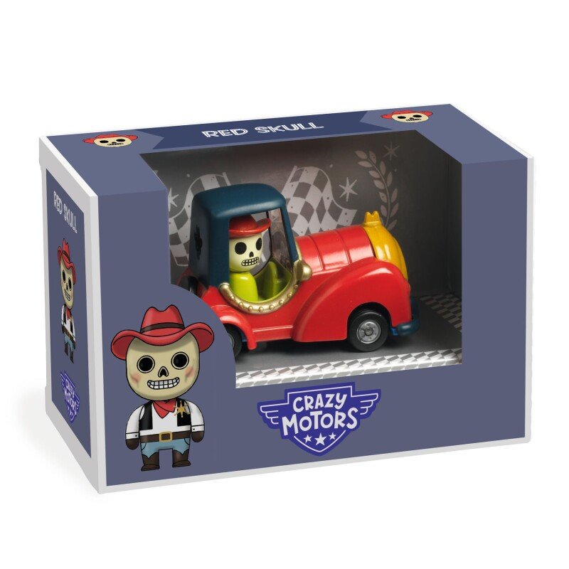 DJECO Crazy Motors rotaļu automašīna – Sārtais galvaskauss (Red Skull)