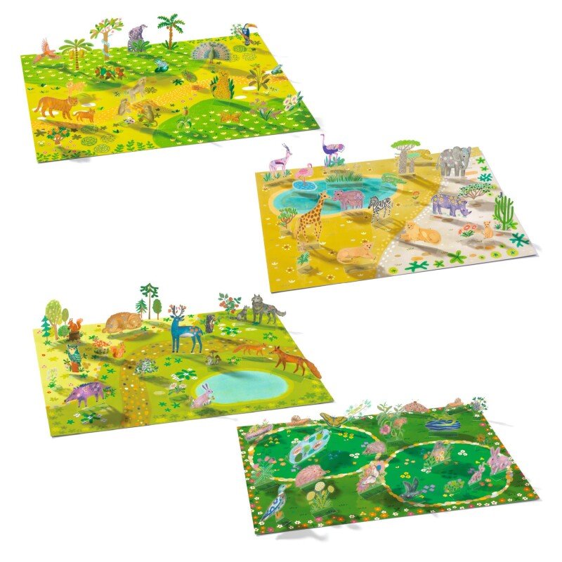 Djeco Reusable 3D Stickers – Animals