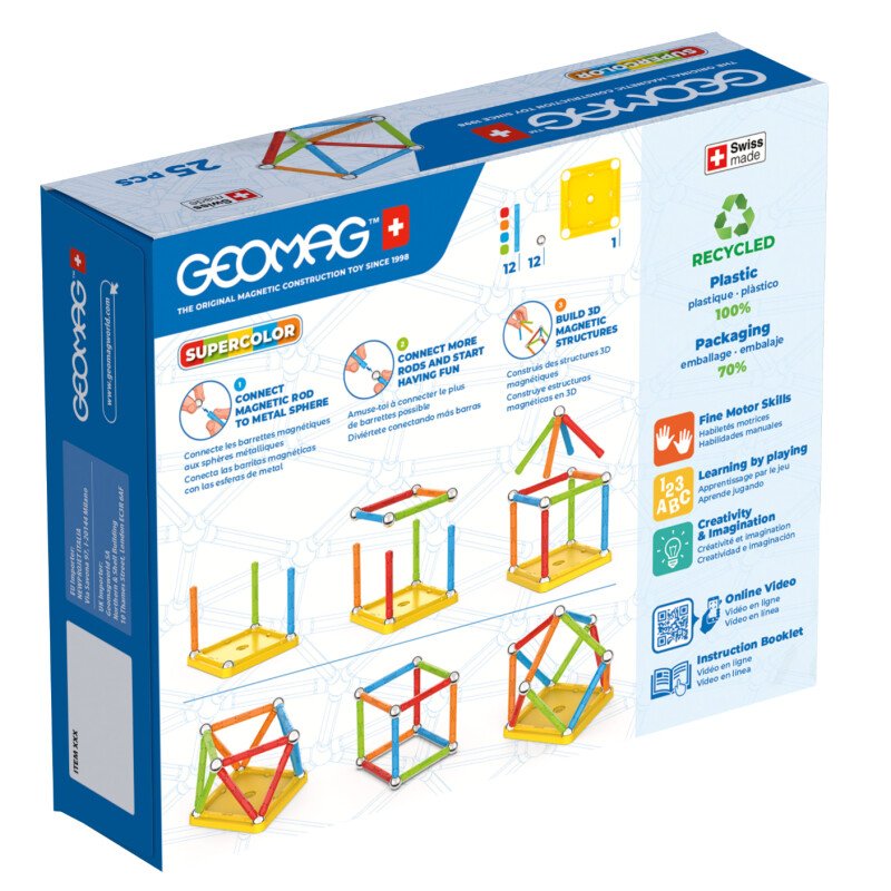Geomag Classic Supercolor Magnetic Construction Set – 25 Pieces