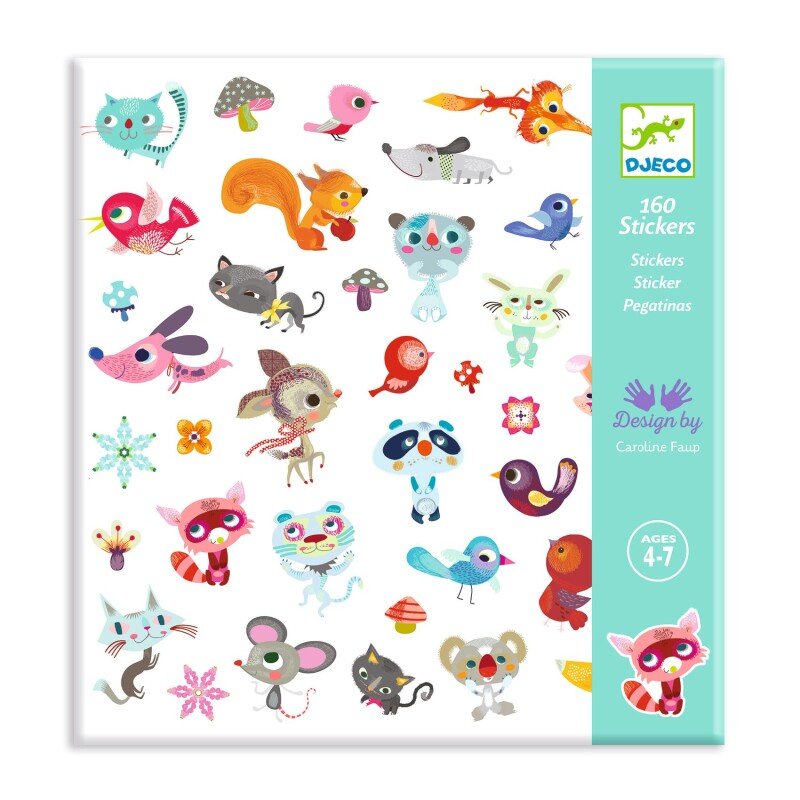Djeco 160 uzlīmes – Mazie draugi | Dzīvnieku uzlīmju komplekts bērniem (4–7 gadi)