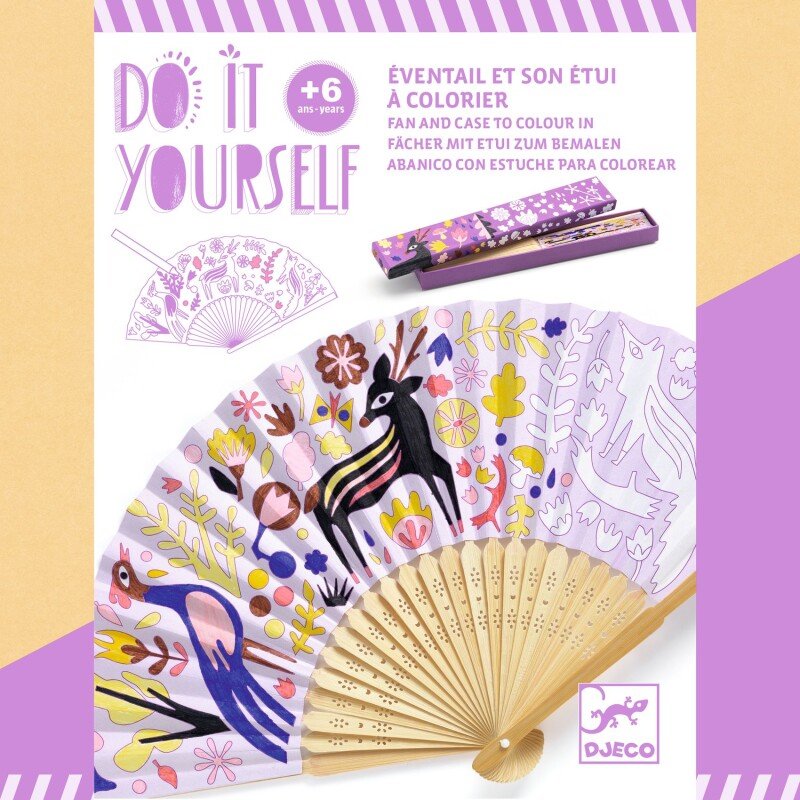 DIY Colouring Fan for Kids – Woodland Beauty | Djeco Creative Craft Set (6+)