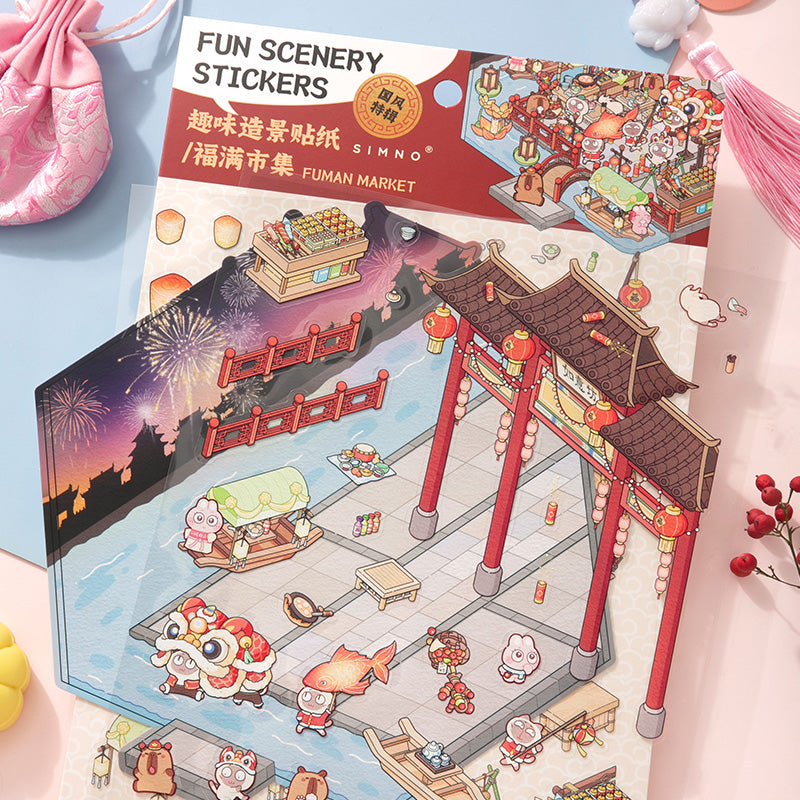 Fuman Market Scene Stickers