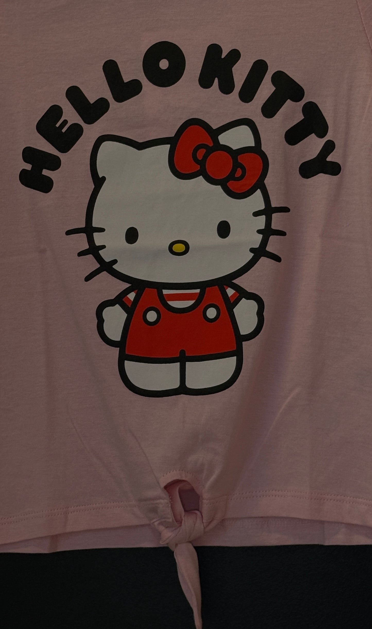 Hello Kitty Girls’ T-Shirt with Front Tie – Pink Cotton Tee