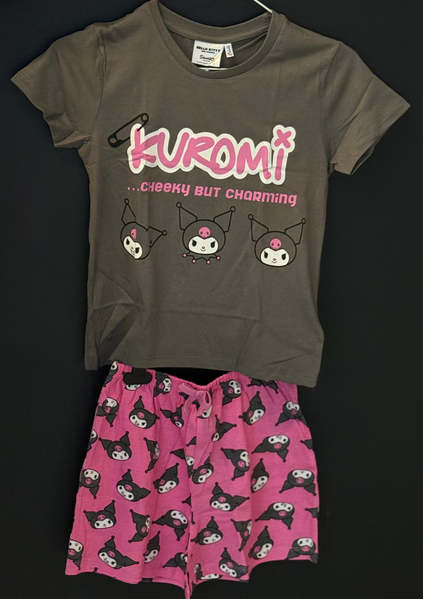 Kuromi Cotton Pajama Set – T-Shirt and Shorts