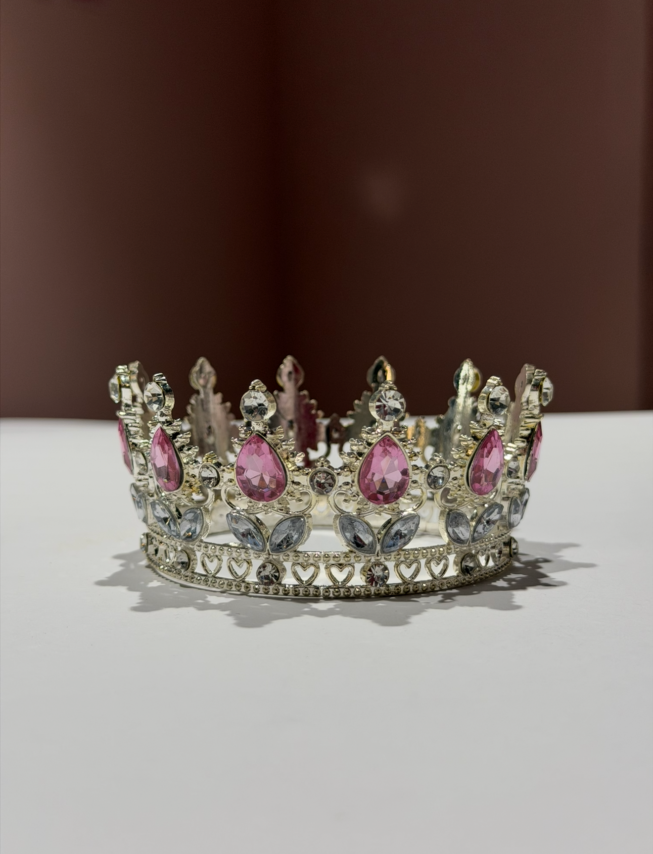 Мини-корона из металла с кристаллами для торта и фотосессий
