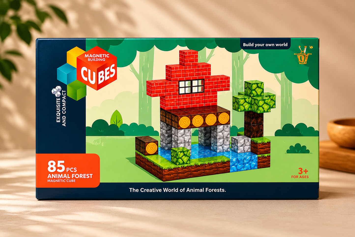 85-Piece Magnetic Cube Building Set – Animal Forest
