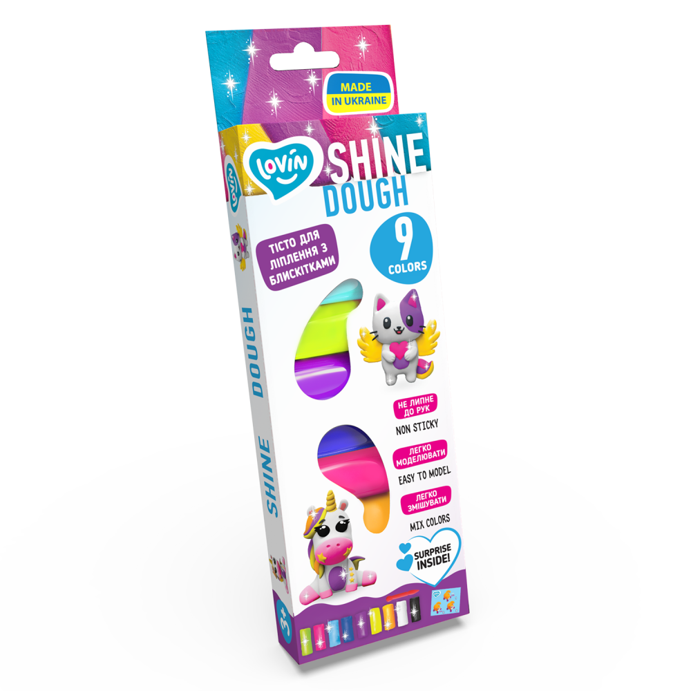 LOVIN' Shine Asorti veidošanas mīklas komplekts ar spīdumiem, 9 krāsas, 3+