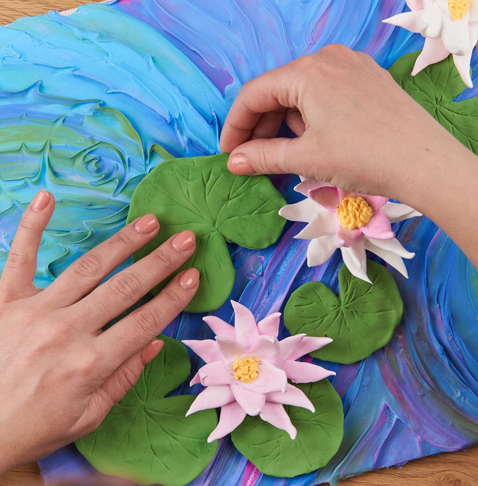 OKTO Air Clay 3D gleznas veidošanas komplekts «Ūdensrozes», 30 × 40 cm