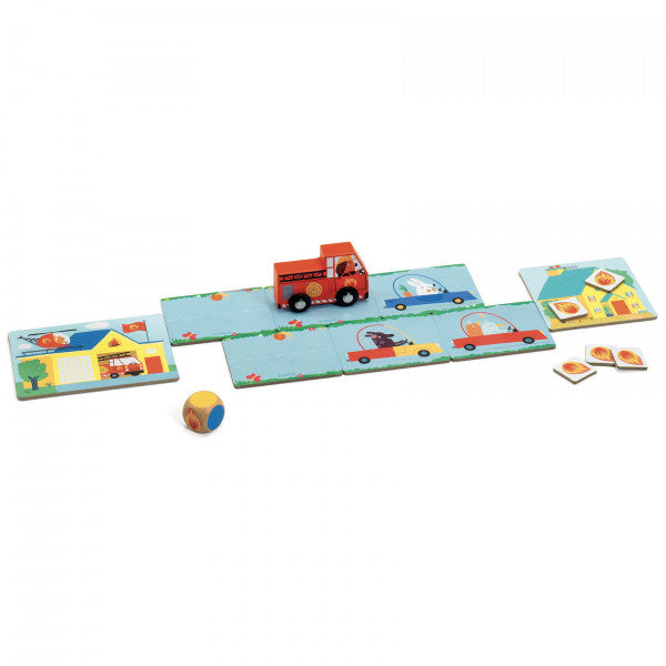 Sadarbības spēle bērniem “Pin Pon!” — Ugunsdzēsēji, ceļš un komandas darbs | Djeco