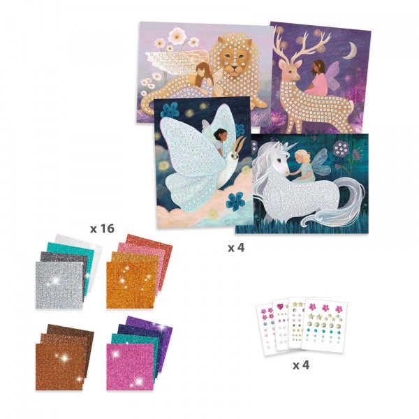Fantasy Mosaic Art Craft Kit for Kids – Enchanted Land with Glitter Stickers & Gems (6–10)