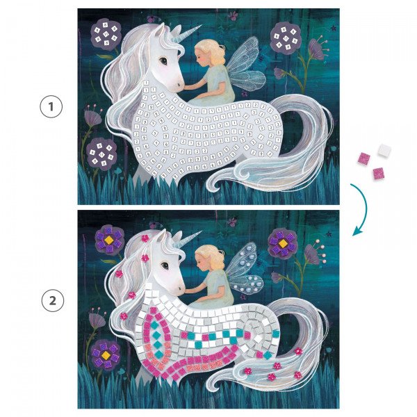 Fantasy Mosaic Art Craft Kit for Kids – Enchanted Land with Glitter Stickers & Gems (6–10)