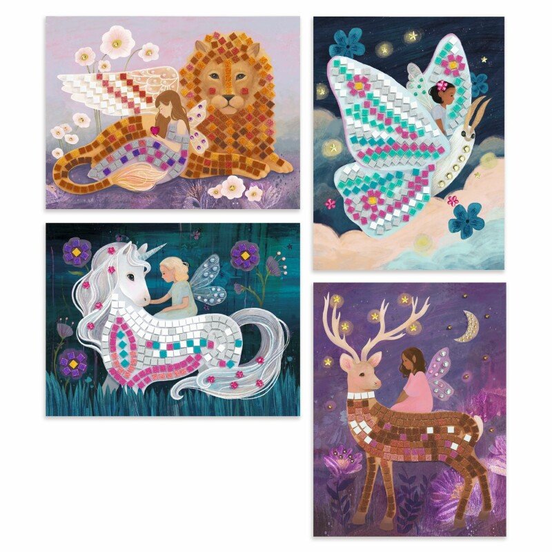Fantasy Mosaic Art Craft Kit for Kids – Enchanted Land with Glitter Stickers & Gems (6–10)