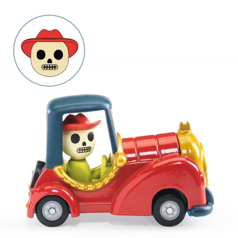 DJECO Crazy Motors rotaļu automašīna – Sārtais galvaskauss (Red Skull)