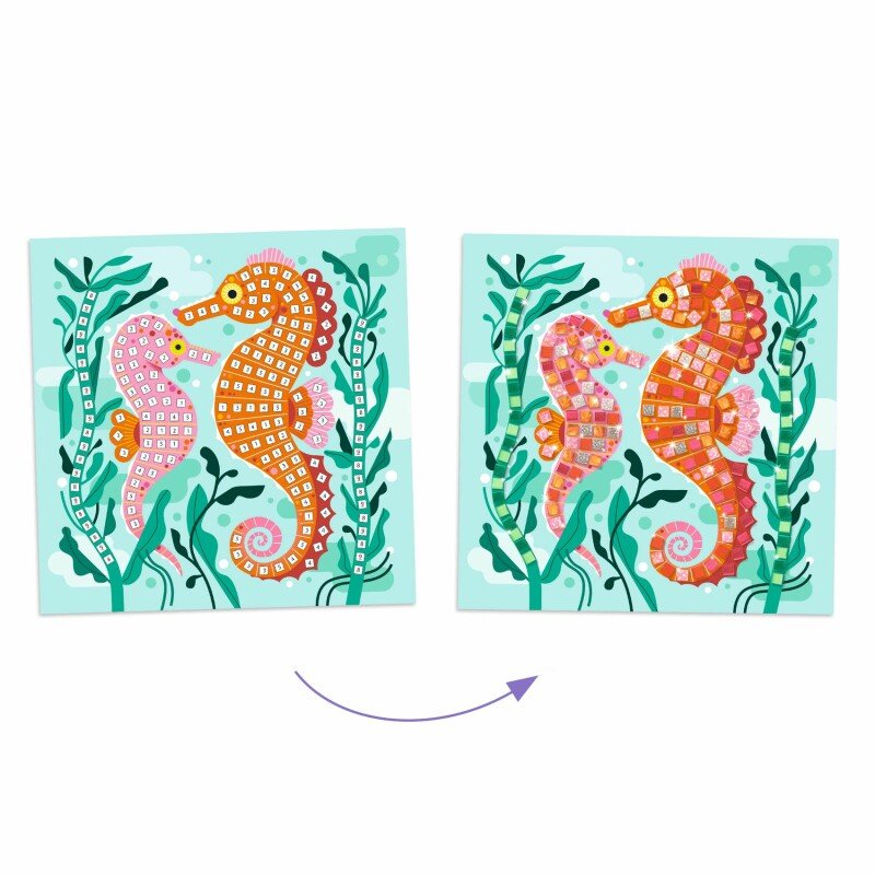 Caribbean Sea Creatures Mosaic Art Kit for Kids — Ocean Animal Sticker Mosaic Craft (5+)