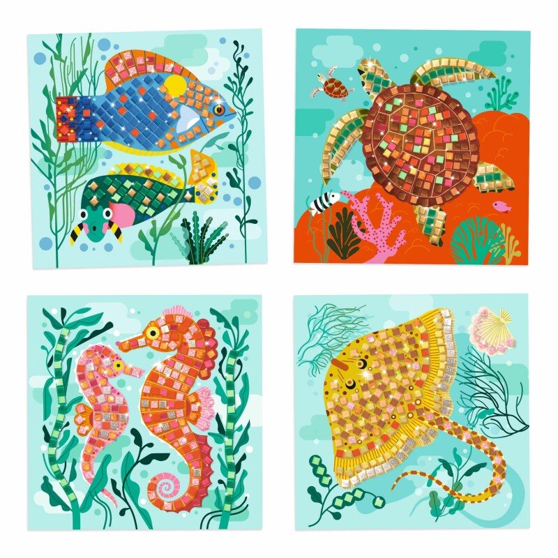 Caribbean Sea Creatures Mosaic Art Kit for Kids — Ocean Animal Sticker Mosaic Craft (5+)