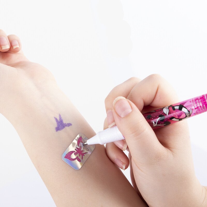 Tattoo Gel Pens for Kids – 3 pcs + Stencils (2 Designs)
