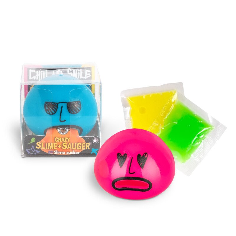 Chill & Smile Slime Squeeze Toy (1 pc) | Anti-Stress Slime Ball with 2 Neon Slimes