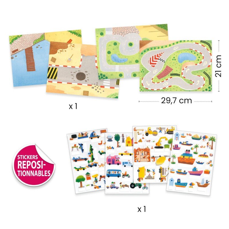 Djeco Reusable 3D Stickers – Vehicles