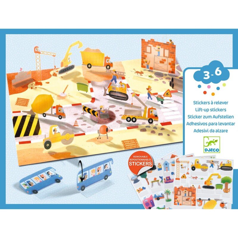 Djeco Reusable 3D Stickers – Vehicles