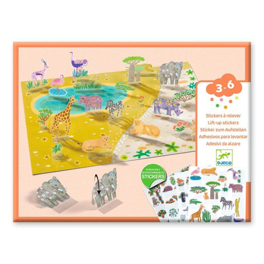 Многоразовые 3D-наклейки Djeco «Животные»