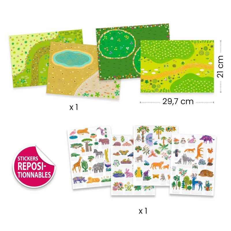 Djeco Reusable 3D Stickers – Animals