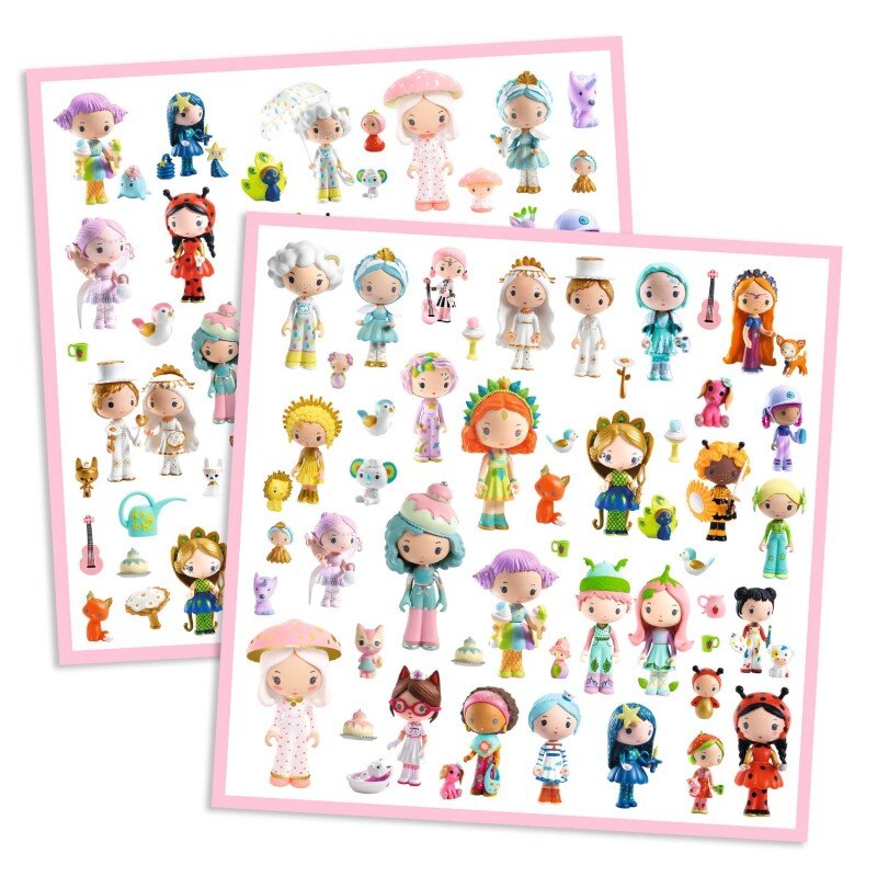Djeco 160 Metallic Stickers – Tinyly World | Tinyly Characters Sticker Set for Kids (Ages 4–7)
