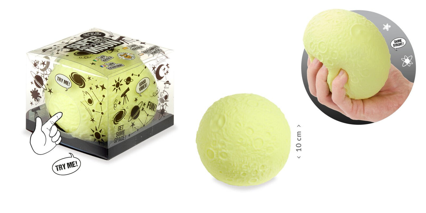 Glow in the Dark Moon Squishy Toy XXL – Anti-Stress Squeeze Ball (10 cm)