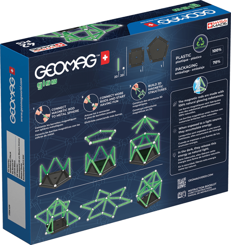 Geomag Classic Glow Magnetic Construction Set – 42 Pieces