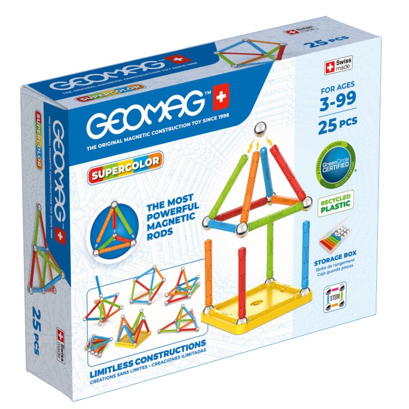 Geomag Classic Supercolor Magnetic Construction Set – 25 Pieces