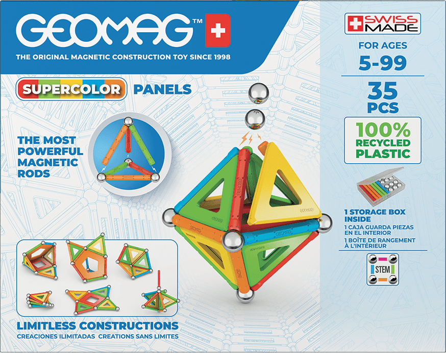 Geomag Classic Supercolor Panels Magnetic Construction Set – 35 Pieces