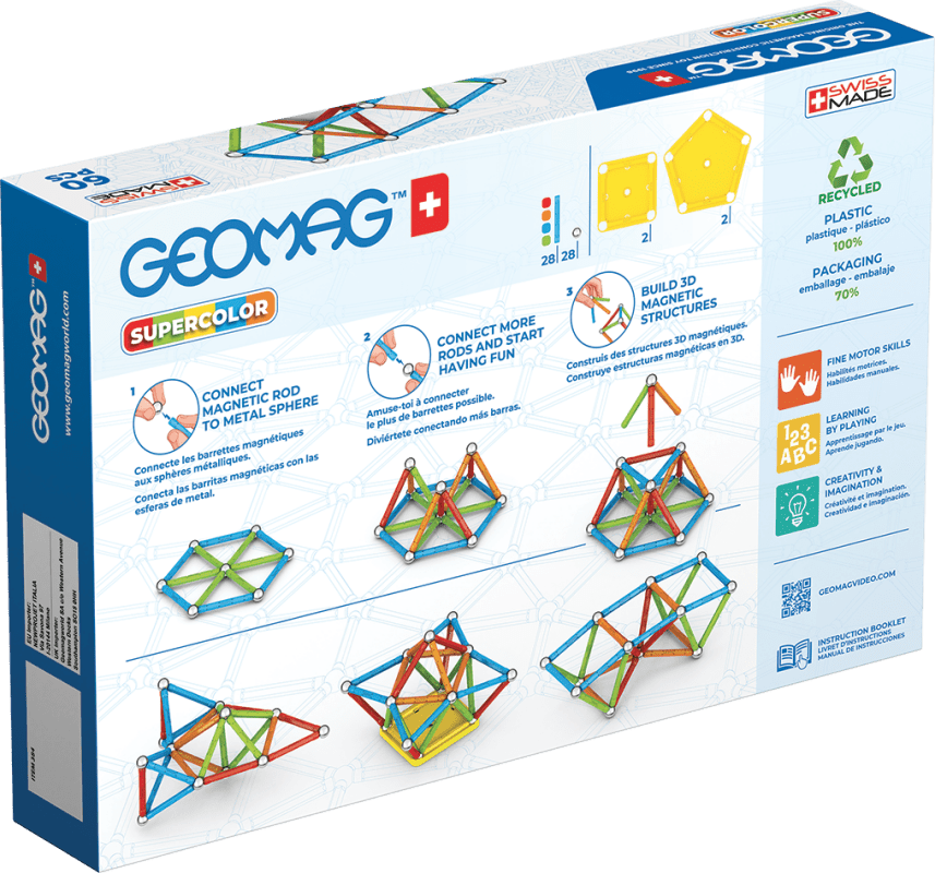 Geomag Classic Supercolor Magnetic Construction Set – 60 Pieces
