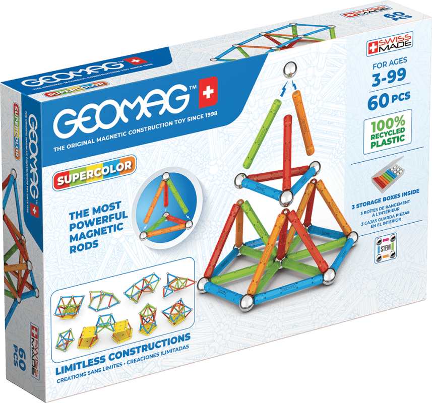 Geomag Classic Supercolor Magnetic Construction Set – 60 Pieces