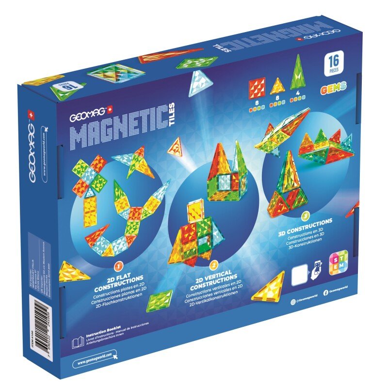 Geomag Magnetic Tiles Gems Construction Set – 16 Pieces
