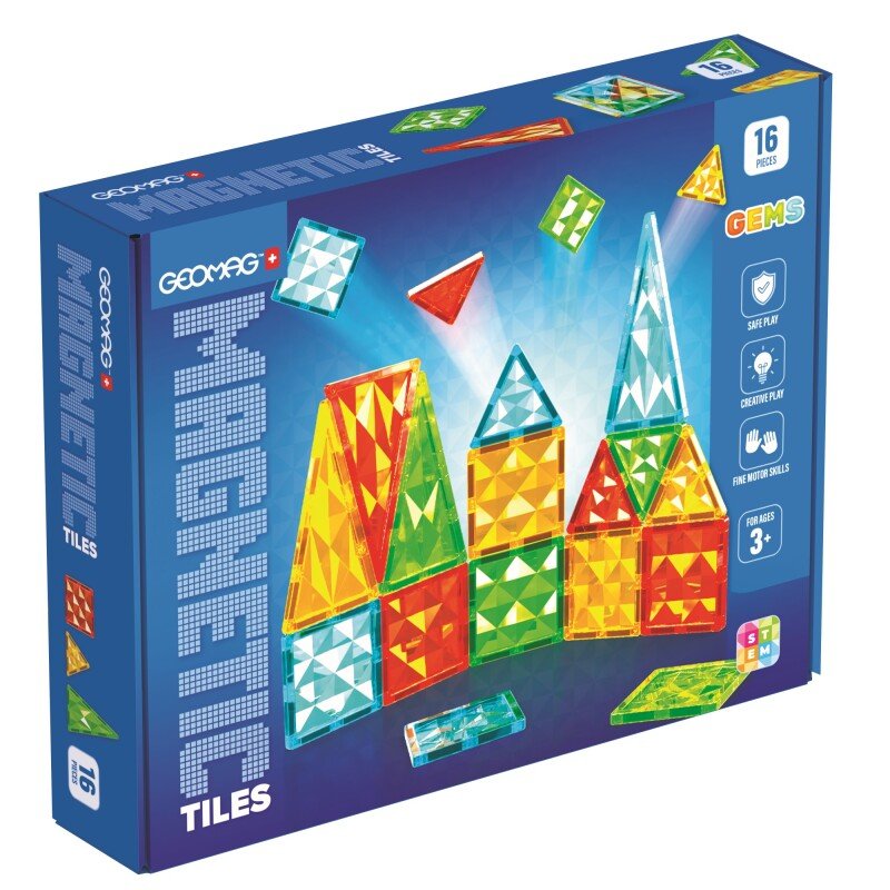 Geomag Magnetic Tiles Gems Construction Set – 16 Pieces