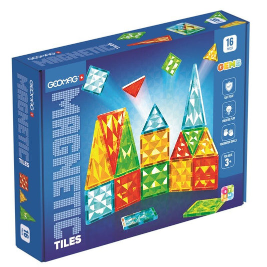Geomag Magnetic Tiles Gems magnētiskās flīzītes – 16 detaļas