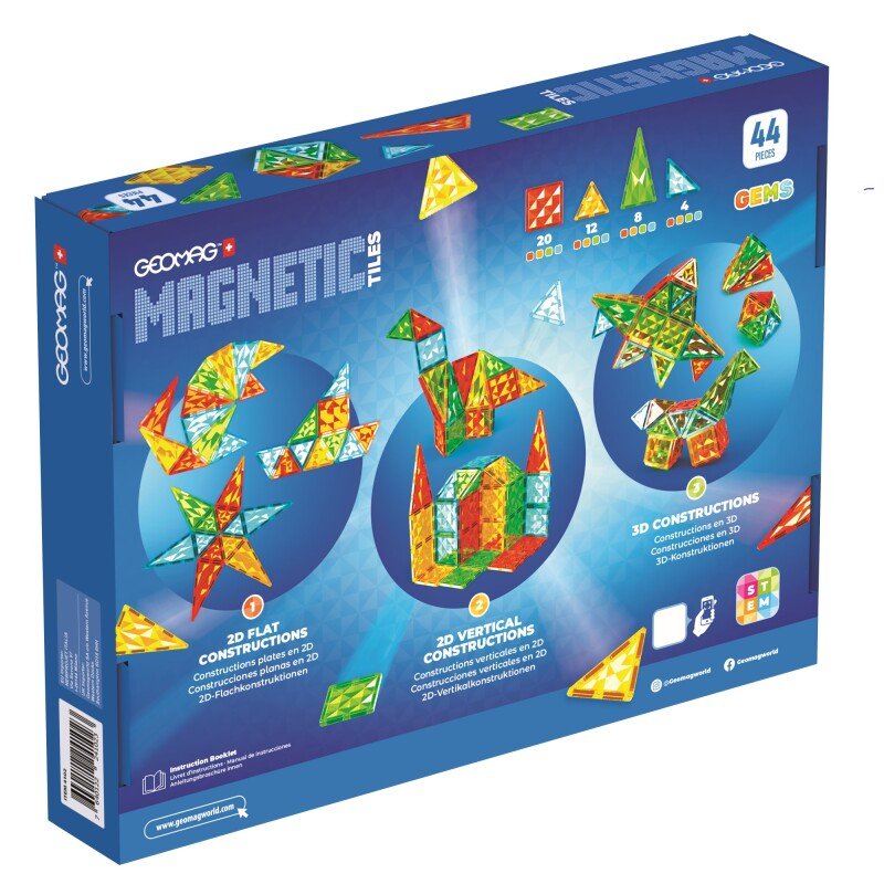 Geomag Magnetic Tiles Gems Construction Set – 44 Pieces