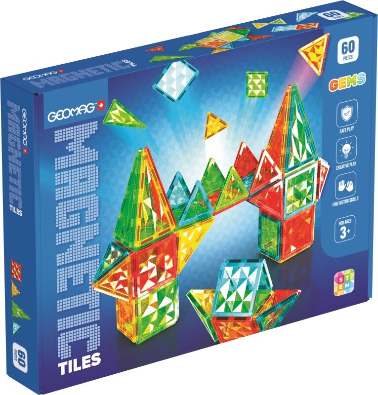 Geomag Magnetic Tiles Gems Construction Set – 60 Pieces