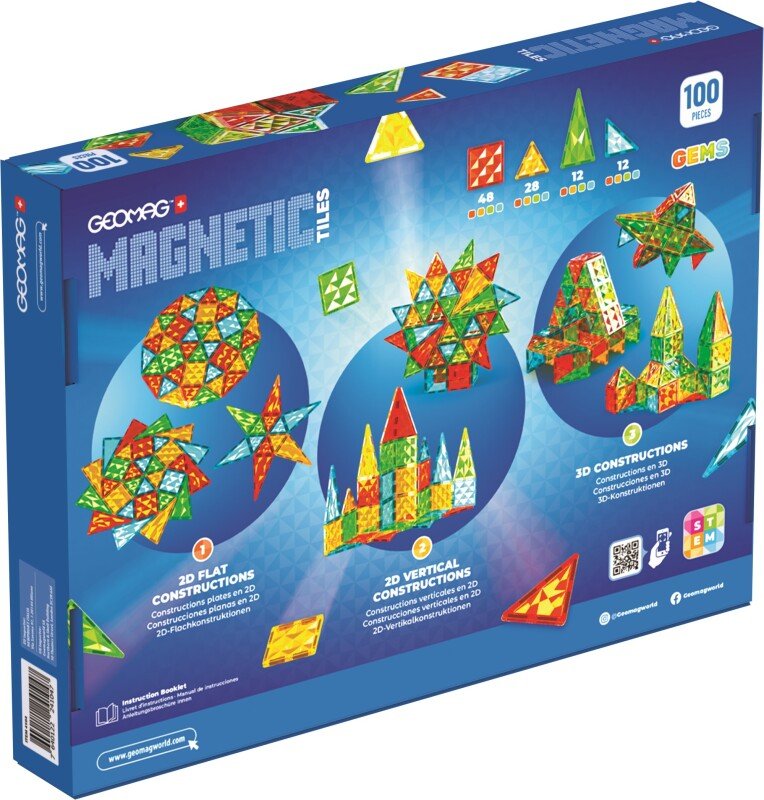 Geomag Magnetic Tiles Gems Construction Set – 100 Pieces