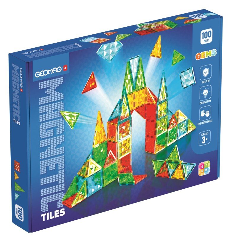 Geomag Magnetic Tiles Gems Construction Set – 100 Pieces