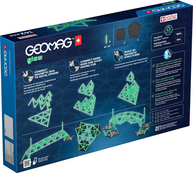 Geomag Classic Glow Magnetic Construction Set – 142 Pieces
