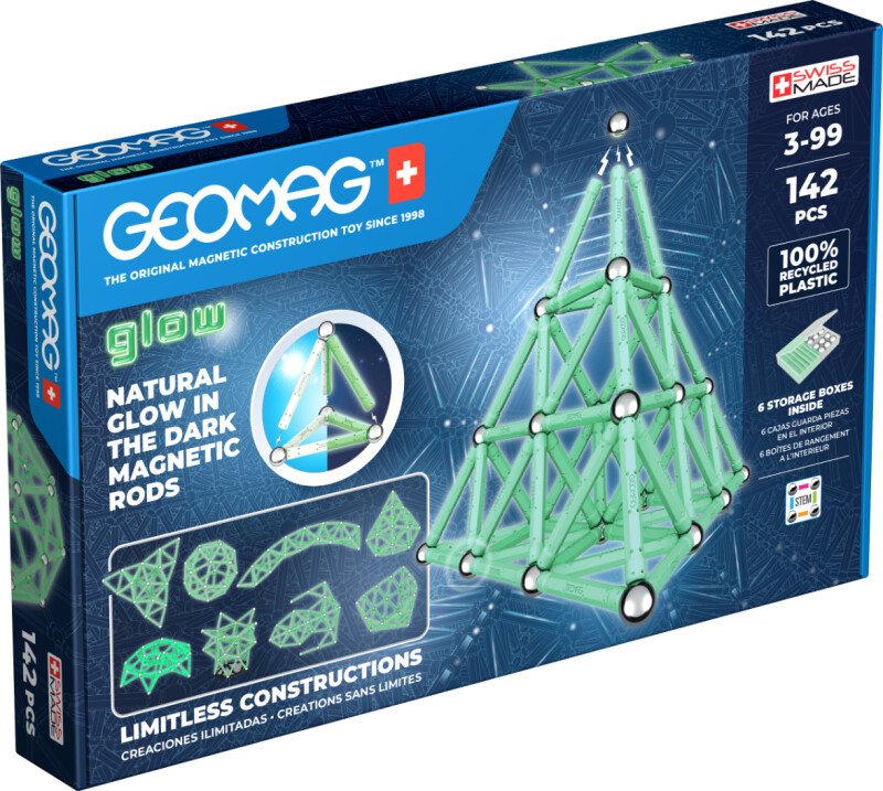Geomag Classic Glow Magnetic Construction Set – 142 Pieces