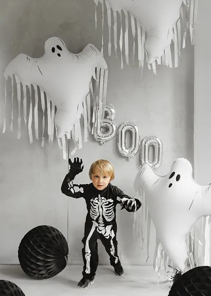 Ghost Foil Balloon with Fringe – Halloween Decoration, 93 × 86 cm