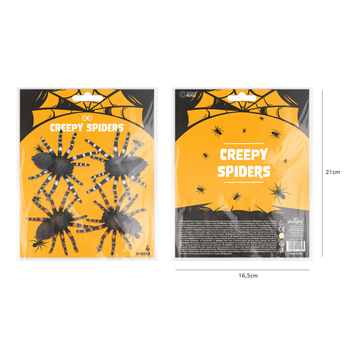 Halloween Spider Decorations, 9.5 × 9 cm – Set of 4