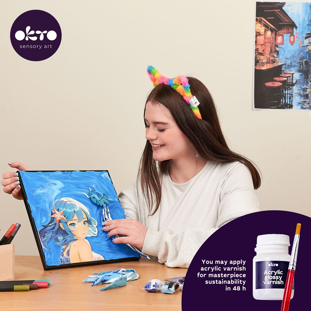 OKTO Air Clay 3D gleznas veidošanas komplekts «MANGA Ūdens», 29 × 29 cm, 10+