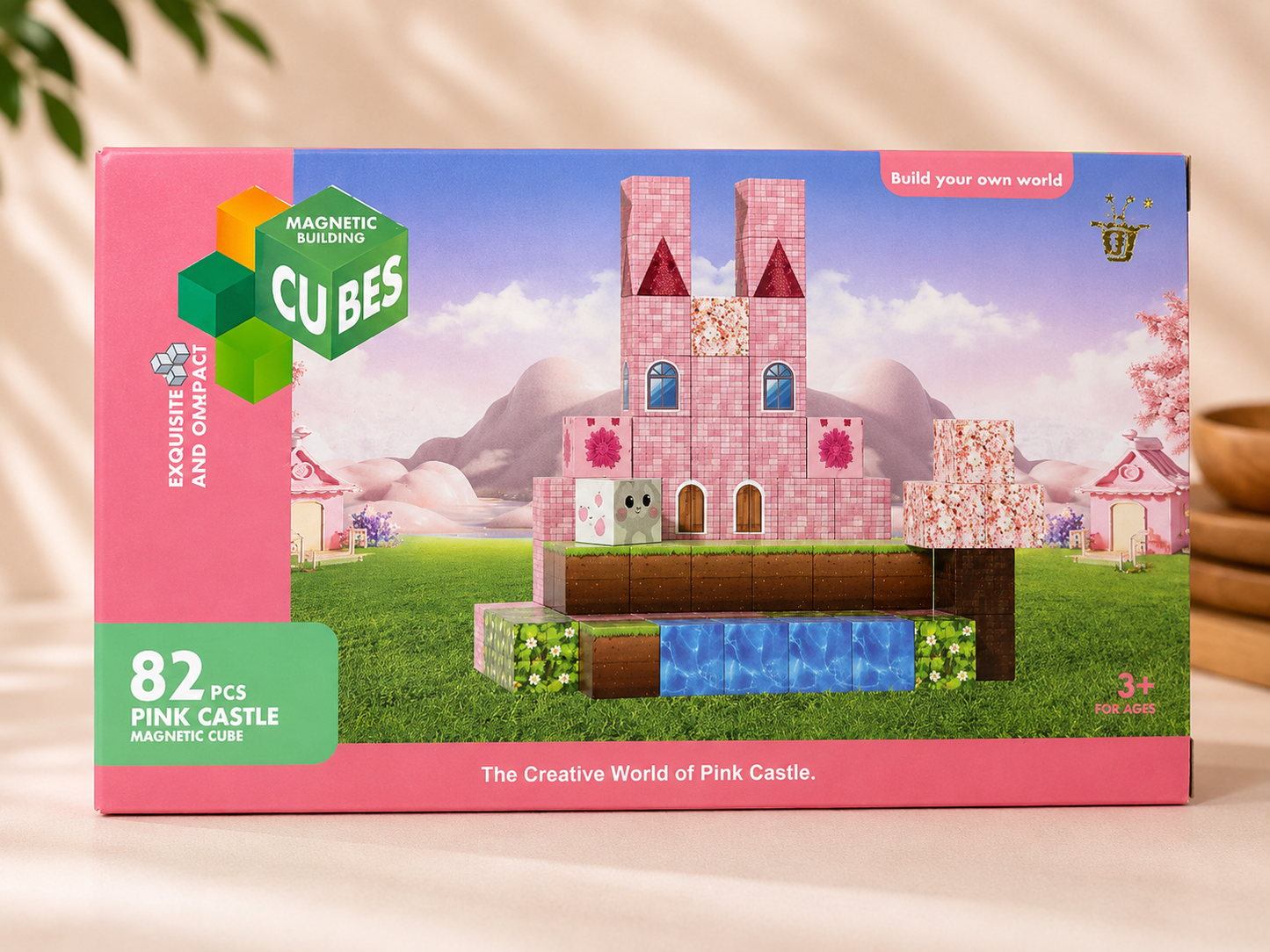 Магнитные кубики 82 шт. – Pink Castle конструктор для детей