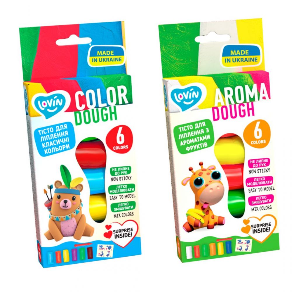 LOVIN' Aroma smaržīgās veidošanas mīklas komplekts, 6 krāsas, 210 g