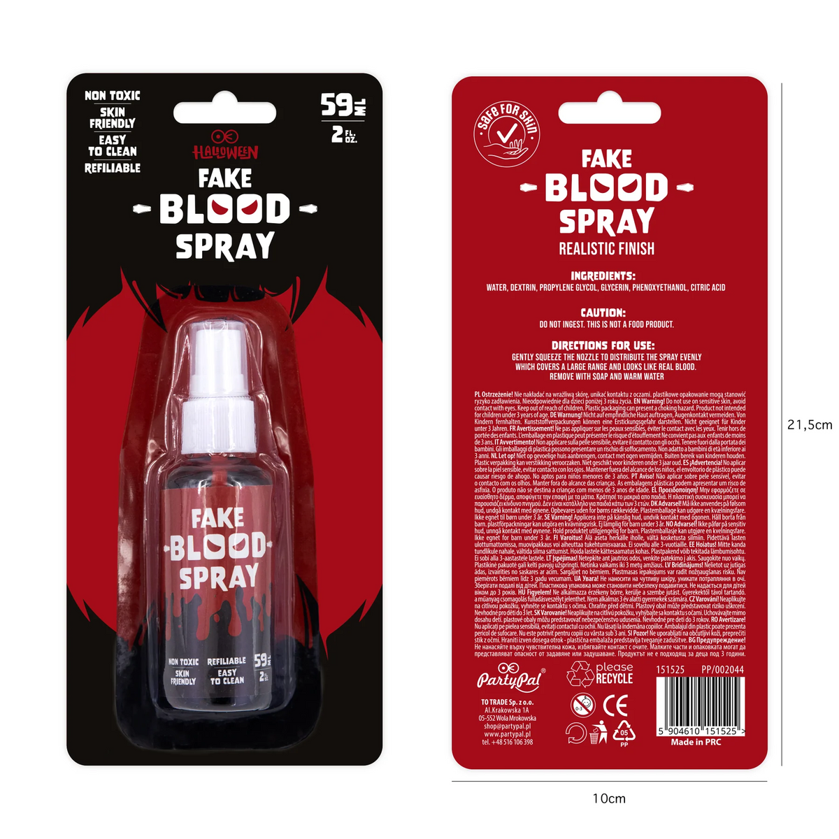 Mākslīgās asinis izsmidzināmā pudelē Helovīnam, 59 ml
