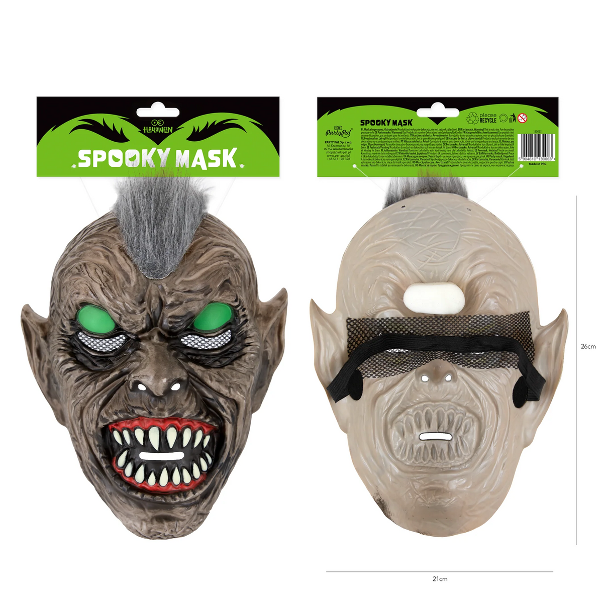 Goblin Mask with Glow-in-the-Dark Eyes, 20.5 × 26 cm