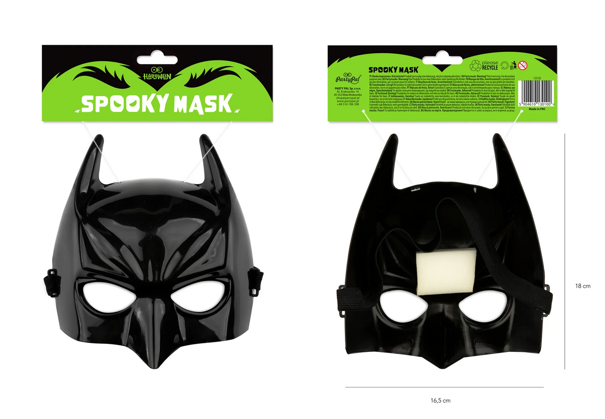 Black Batman Mask, 18 × 16.5 cm